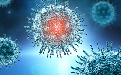 3D render of a medical background with virus cells